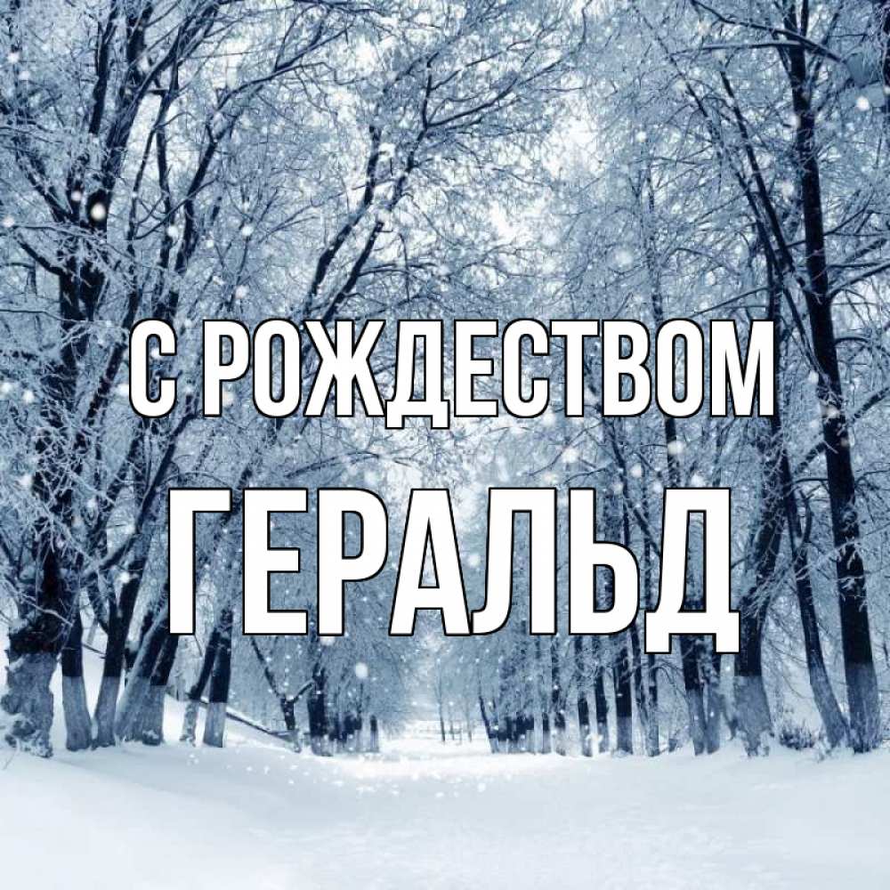 Открытка на каждый день с именем, Геральд С рождеством снег, лес, парк Прикольная открытка с пожеланием онлайн скачать бесплатно 
