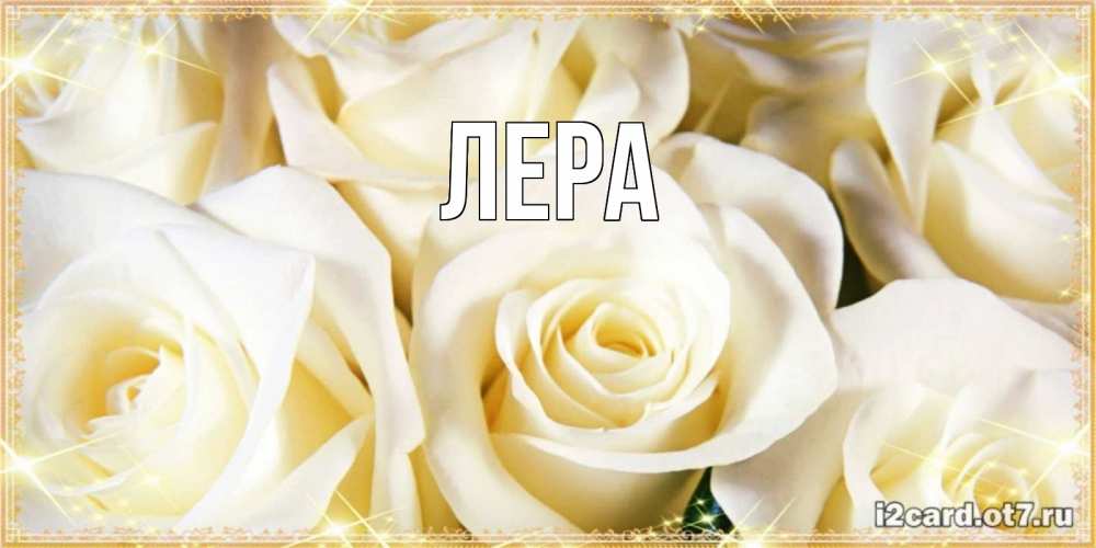 Открытка на каждый день с именем, Лера Главная розочки белого цвета на открытке Прикольная открытка с пожеланием онлайн скачать бесплатно 