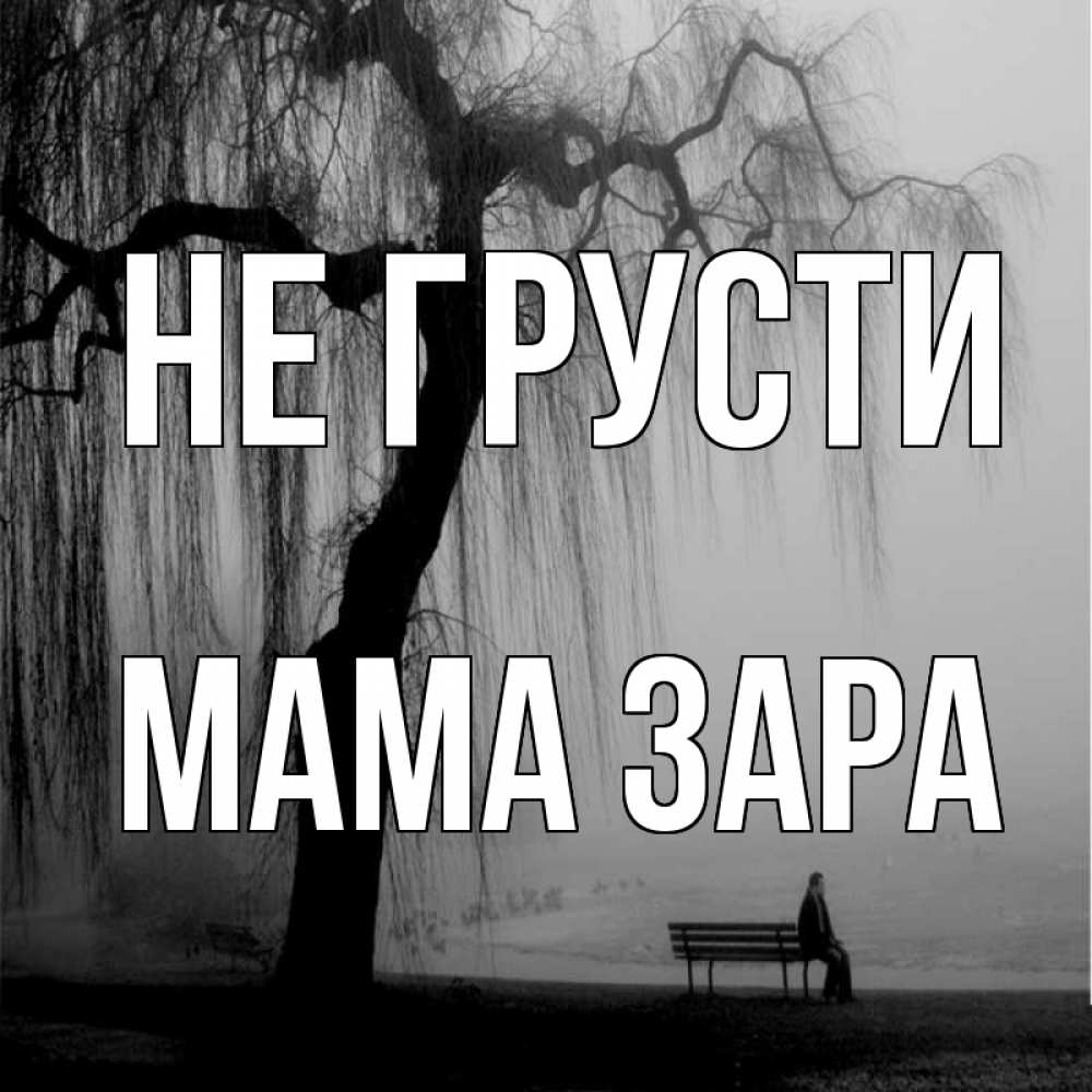 Открытка на каждый день с именем, Мама-Зара Не грусти висящие ветки дерева и лавочка под деревом Прикольная открытка с пожеланием онлайн скачать бесплатно 