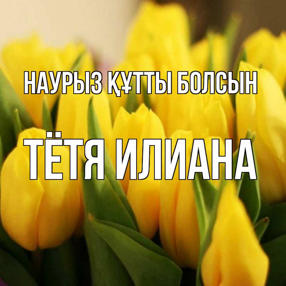 Открытка на каждый день с именем, Тётя-Илиана Наурыз құтты болсын цветы Прикольная открытка с пожеланием онлайн скачать бесплатно 
