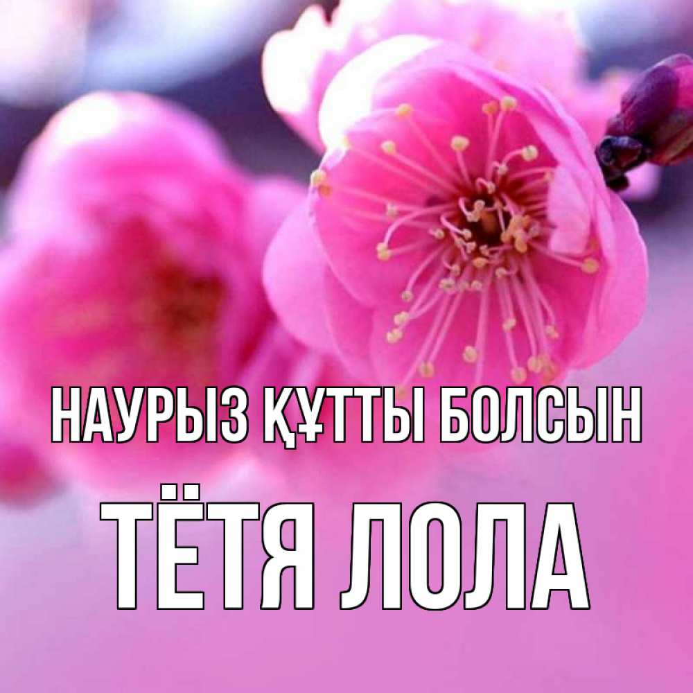 Открытка на каждый день с именем, Тётя-Лола Наурыз құтты болсын наурыз мейрам Прикольная открытка с пожеланием онлайн скачать бесплатно 