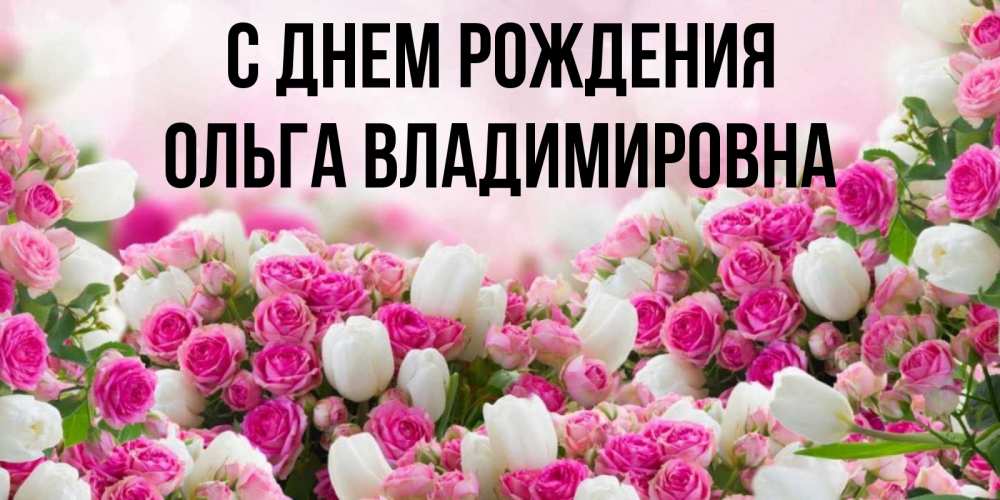 Открытка на каждый день с именем, Ольга-Владимировна С днем рождения открытка с разными розами Прикольная открытка с пожеланием онлайн скачать бесплатно 