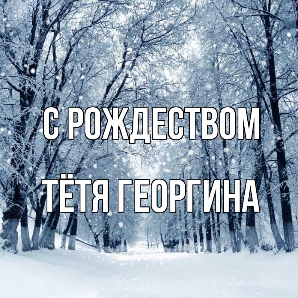 Открытка на каждый день с именем, Тётя-Георгина С рождеством снег, лес, парк Прикольная открытка с пожеланием онлайн скачать бесплатно 