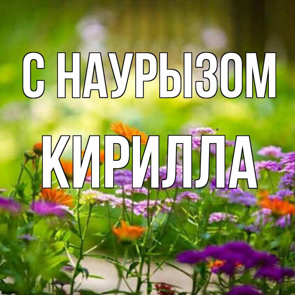Открытка на каждый день с именем, Кирилла С наурызом цветы Прикольная открытка с пожеланием онлайн скачать бесплатно 
