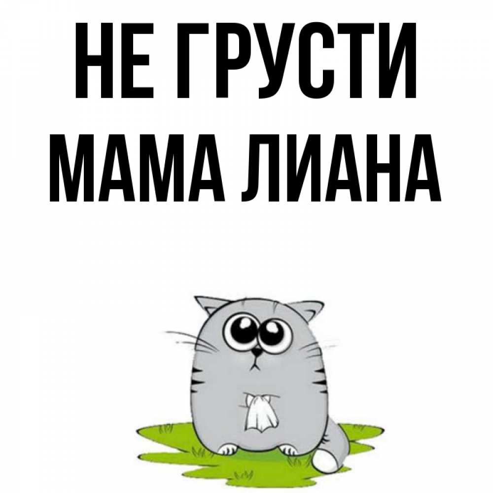 Открытка на каждый день с именем, Мама-Лиана Не грусти грустный котяра Прикольная открытка с пожеланием онлайн скачать бесплатно 