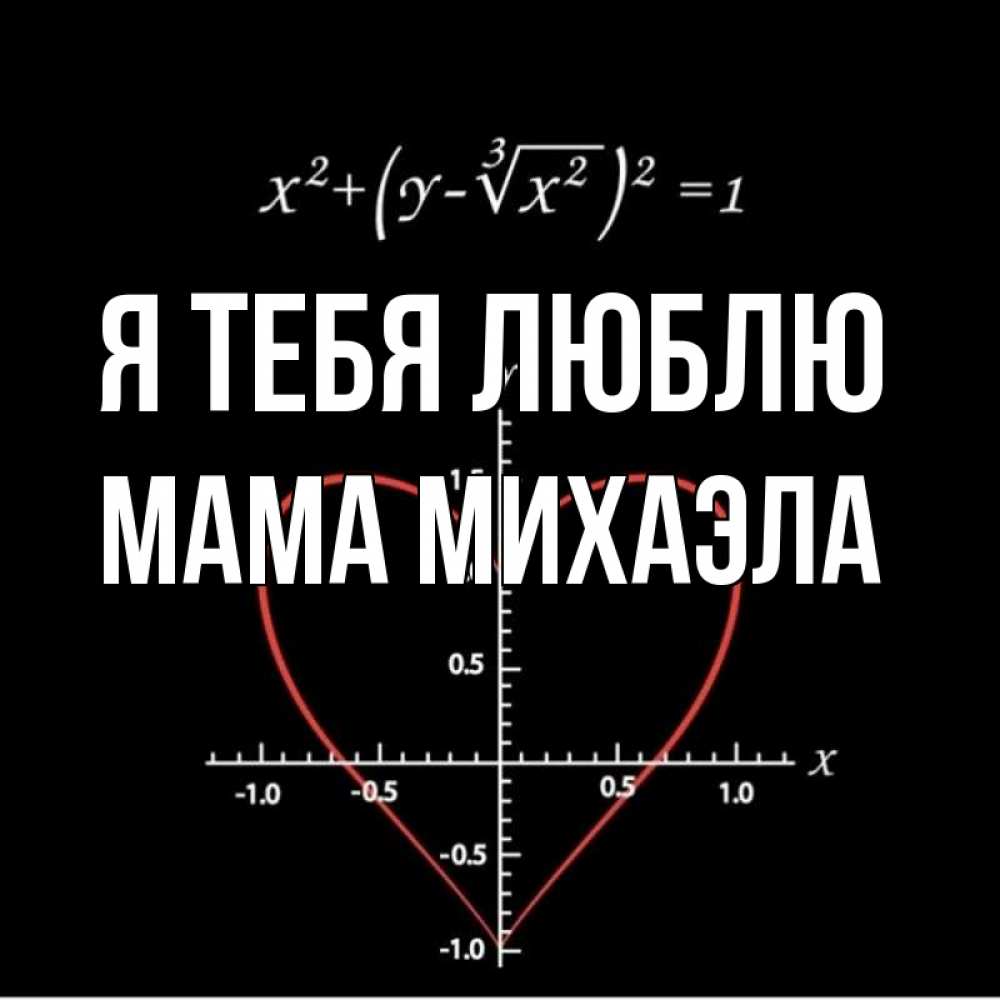 Открытка на каждый день с именем, Мама-Михаэла Я тебя люблю сердечная формула Прикольная открытка с пожеланием онлайн скачать бесплатно 