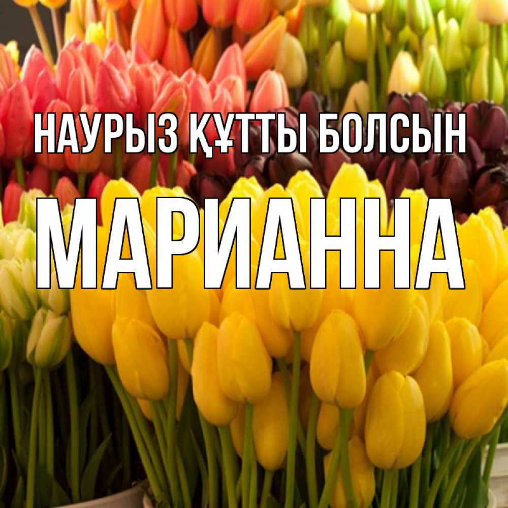 Открытка на каждый день с именем, Марианна Наурыз құтты болсын цветы Прикольная открытка с пожеланием онлайн скачать бесплатно 