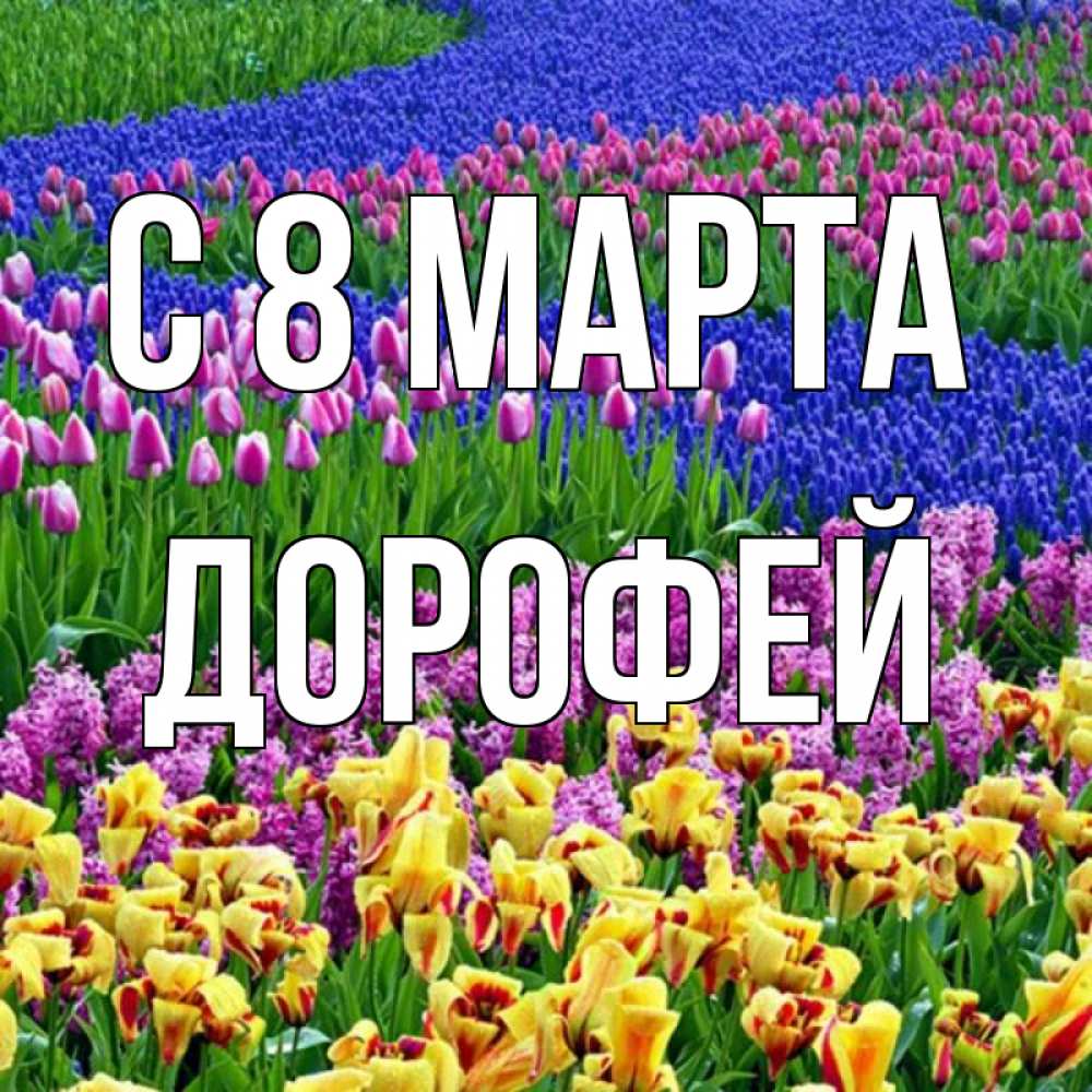 Открытка на каждый день с именем, Дорофей С 8 МАРТА цветы Прикольная открытка с пожеланием онлайн скачать бесплатно 