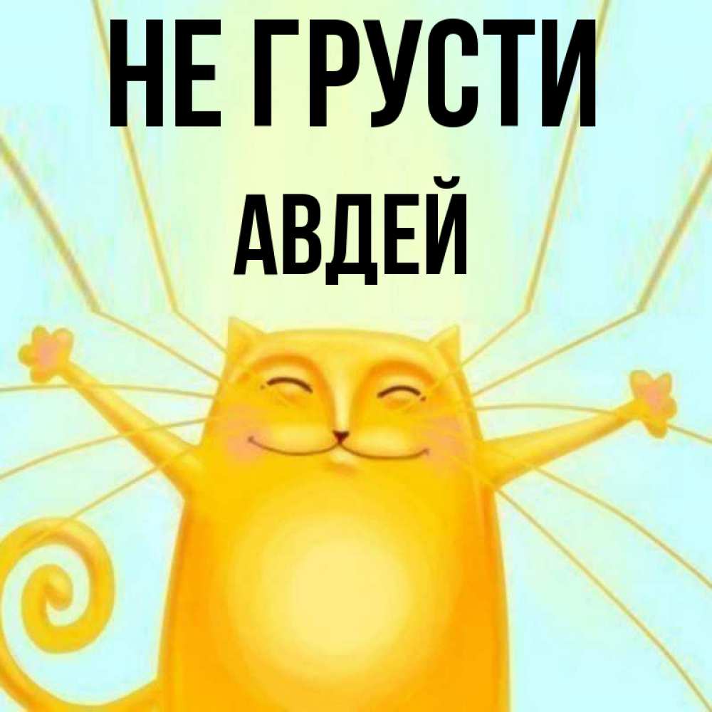 Открытка на каждый день с именем, Авдей Не грусти обнимашки усатые Прикольная открытка с пожеланием онлайн скачать бесплатно 