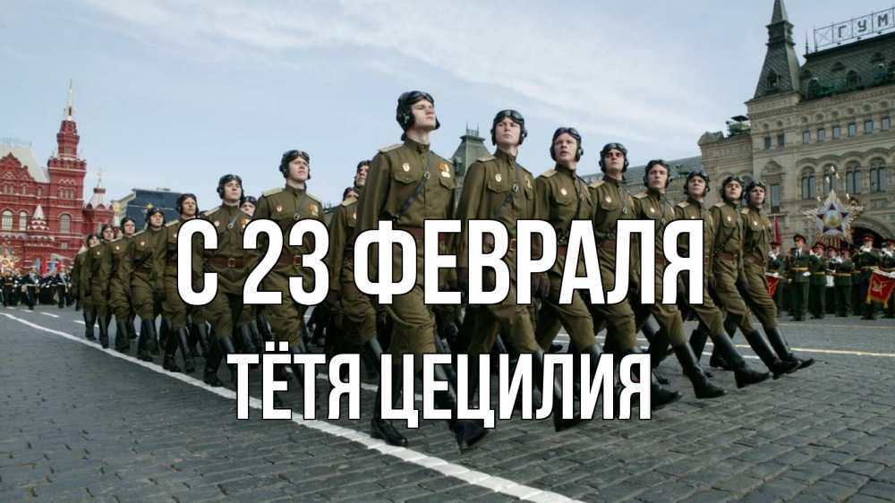 Открытка на каждый день с именем, Тётя-Цецилия С 23 февраля 23 февраля Прикольная открытка с пожеланием онлайн скачать бесплатно 
