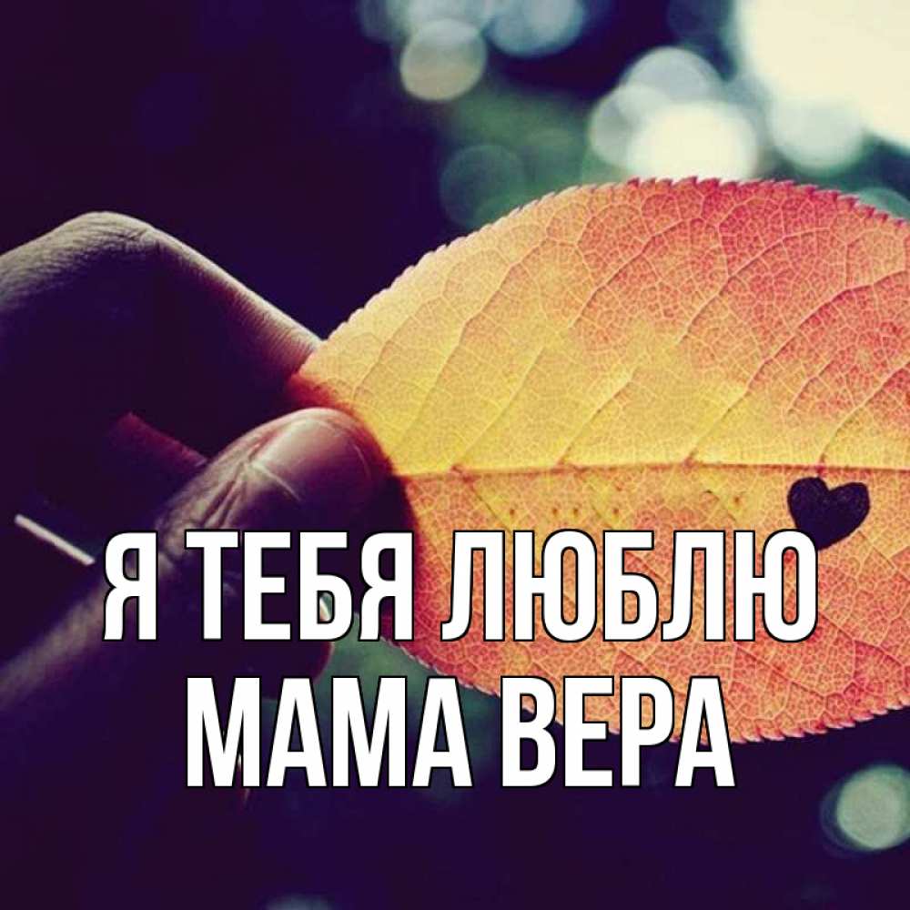 Открытка на каждый день с именем, Мама-Вера Я тебя люблю держу лист Прикольная открытка с пожеланием онлайн скачать бесплатно 