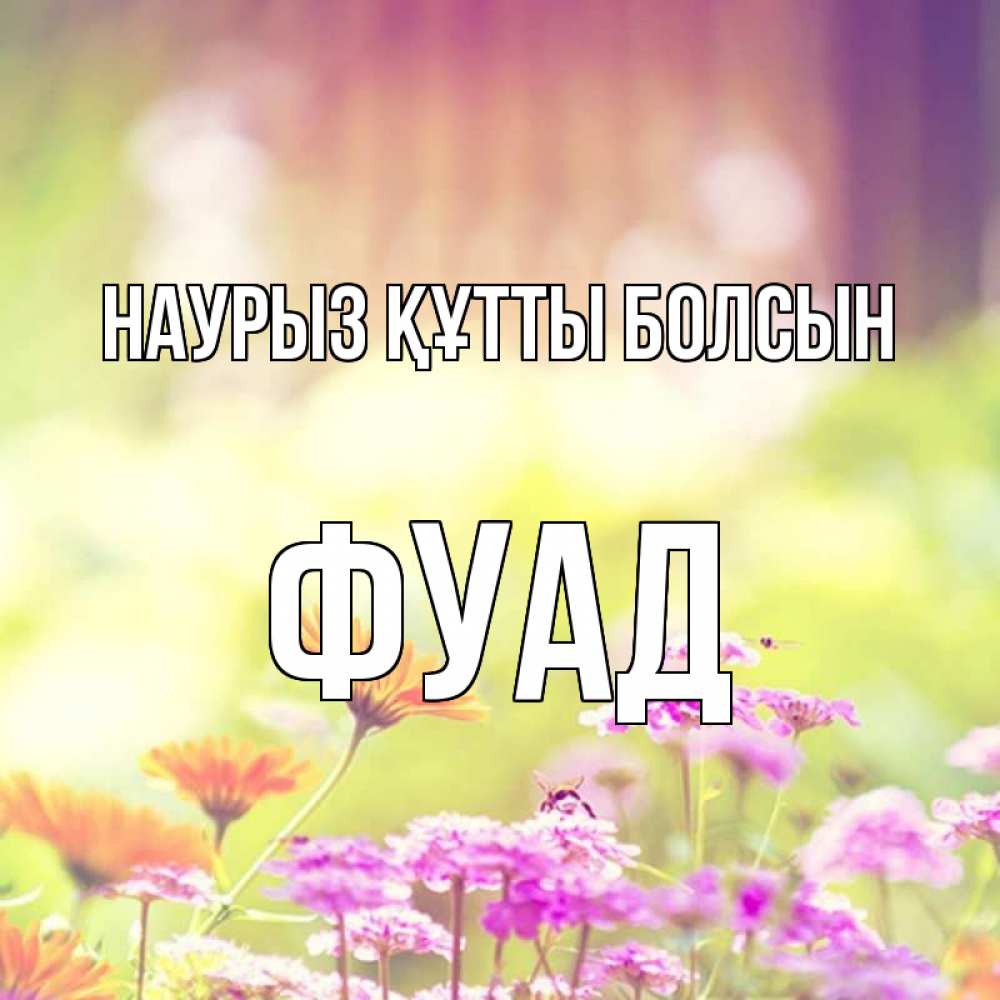 Открытка на каждый день с именем, Фуад Наурыз құтты болсын цветы весна Прикольная открытка с пожеланием онлайн скачать бесплатно 