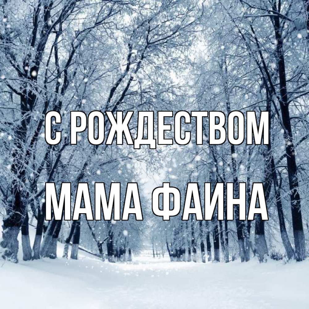 Открытка на каждый день с именем, Мама-Фаина С рождеством снег, лес, парк Прикольная открытка с пожеланием онлайн скачать бесплатно 