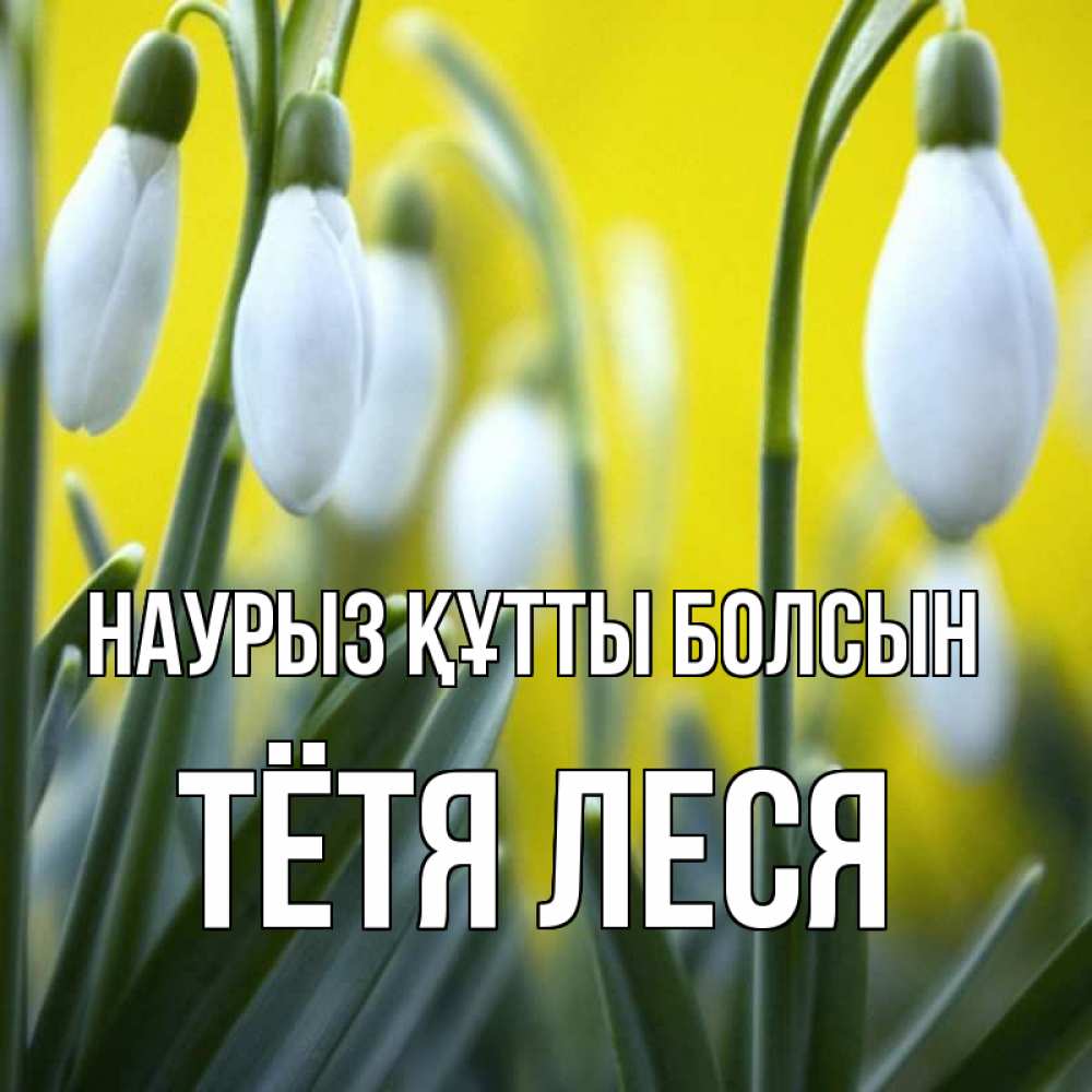 Открытка на каждый день с именем, Тётя-Леся Наурыз құтты болсын весенние цветы Прикольная открытка с пожеланием онлайн скачать бесплатно 