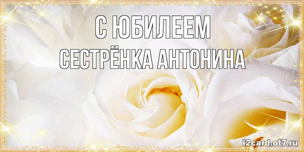 Открытка на каждый день с именем, Сестрёнка-Антонина С юбилеем красивые розы и капли росы на этих чудесных цветах Прикольная открытка с пожеланием онлайн скачать бесплатно 