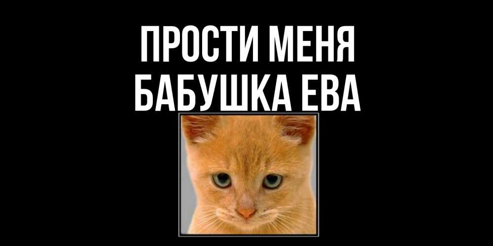 Открытка на каждый день с именем, Бабушка-Ева Прости меня рыжий грустный кот просит прощения Прикольная открытка с пожеланием онлайн скачать бесплатно 