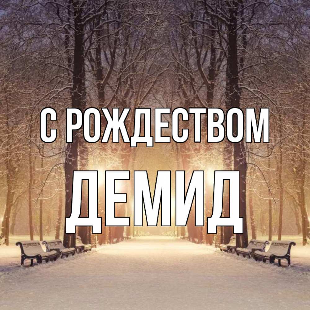 Открытка на каждый день с именем, Демид С рождеством зима, парк, фонарь, лес Прикольная открытка с пожеланием онлайн скачать бесплатно 