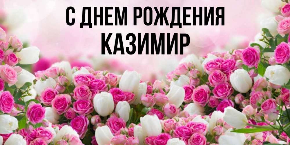 Открытка на каждый день с именем, Казимир С днем рождения открытка с разными розами Прикольная открытка с пожеланием онлайн скачать бесплатно 