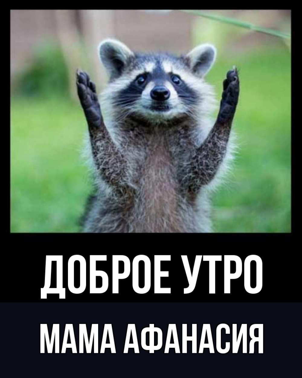 Открытка на каждый день с именем, Мама-Афанасия Доброе утро хорошее настроение утречком Прикольная открытка с пожеланием онлайн скачать бесплатно 