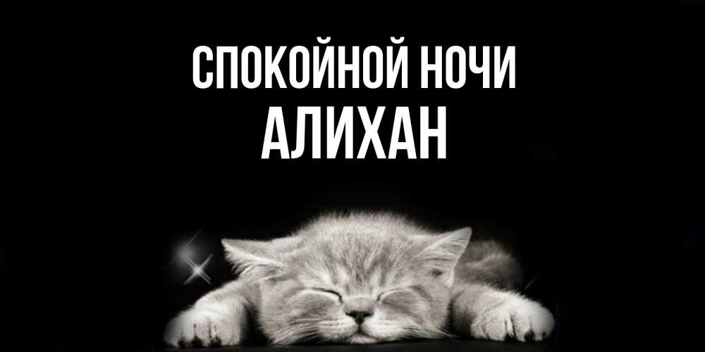 Открытка на каждый день с именем, Алихан Спокойной ночи спящий котик Прикольная открытка с пожеланием онлайн скачать бесплатно 
