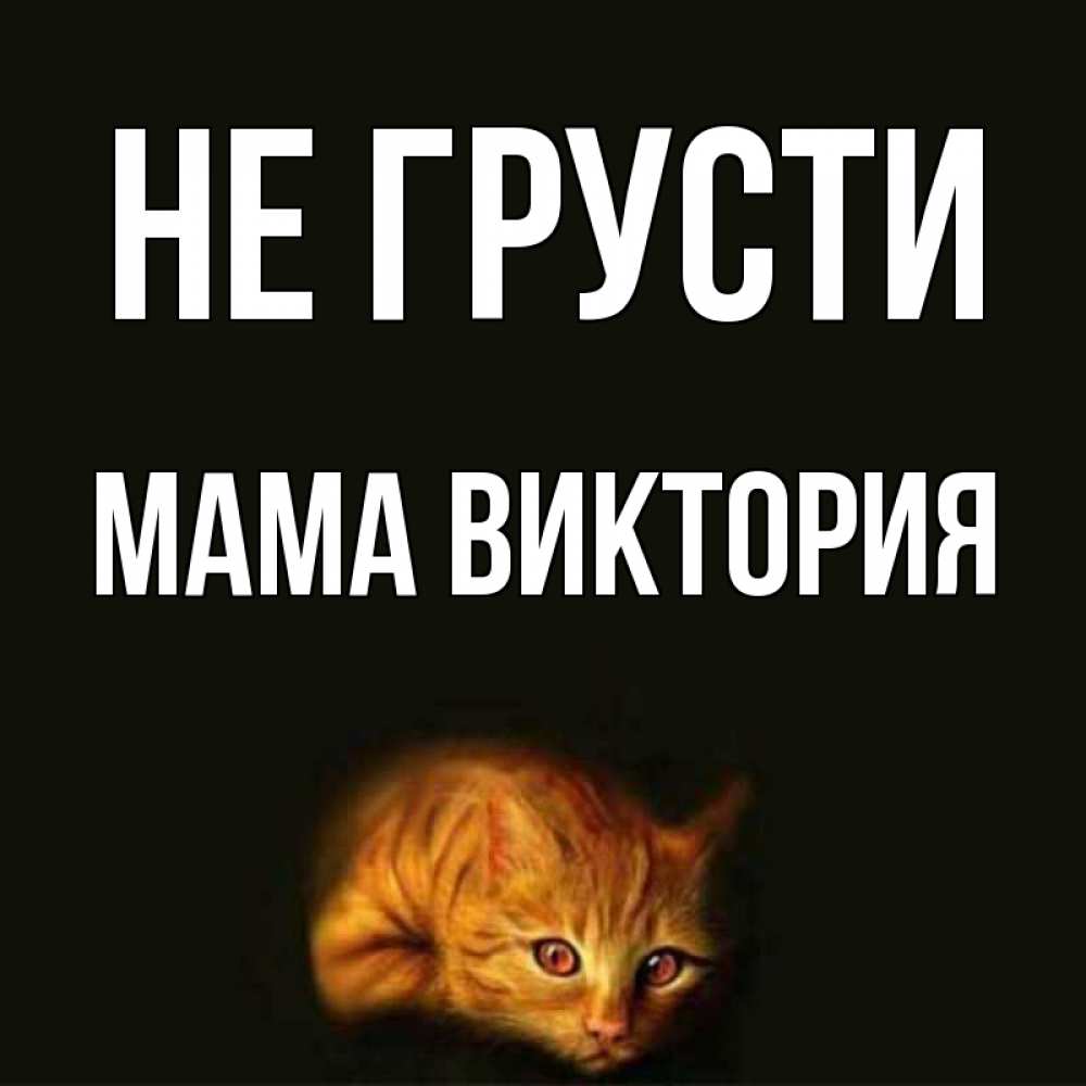 Открытка на каждый день с именем, Мама-Виктория Не грусти лежащий кот в темноте Прикольная открытка с пожеланием онлайн скачать бесплатно 
