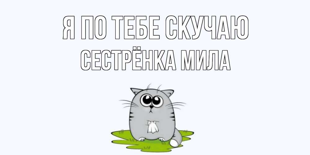 Открытка на каждый день с именем, Сестрёнка-Мила Я по тебе скучаю открытки с котиками я по тебе скучаю с именем Прикольная открытка с пожеланием онлайн скачать бесплатно 