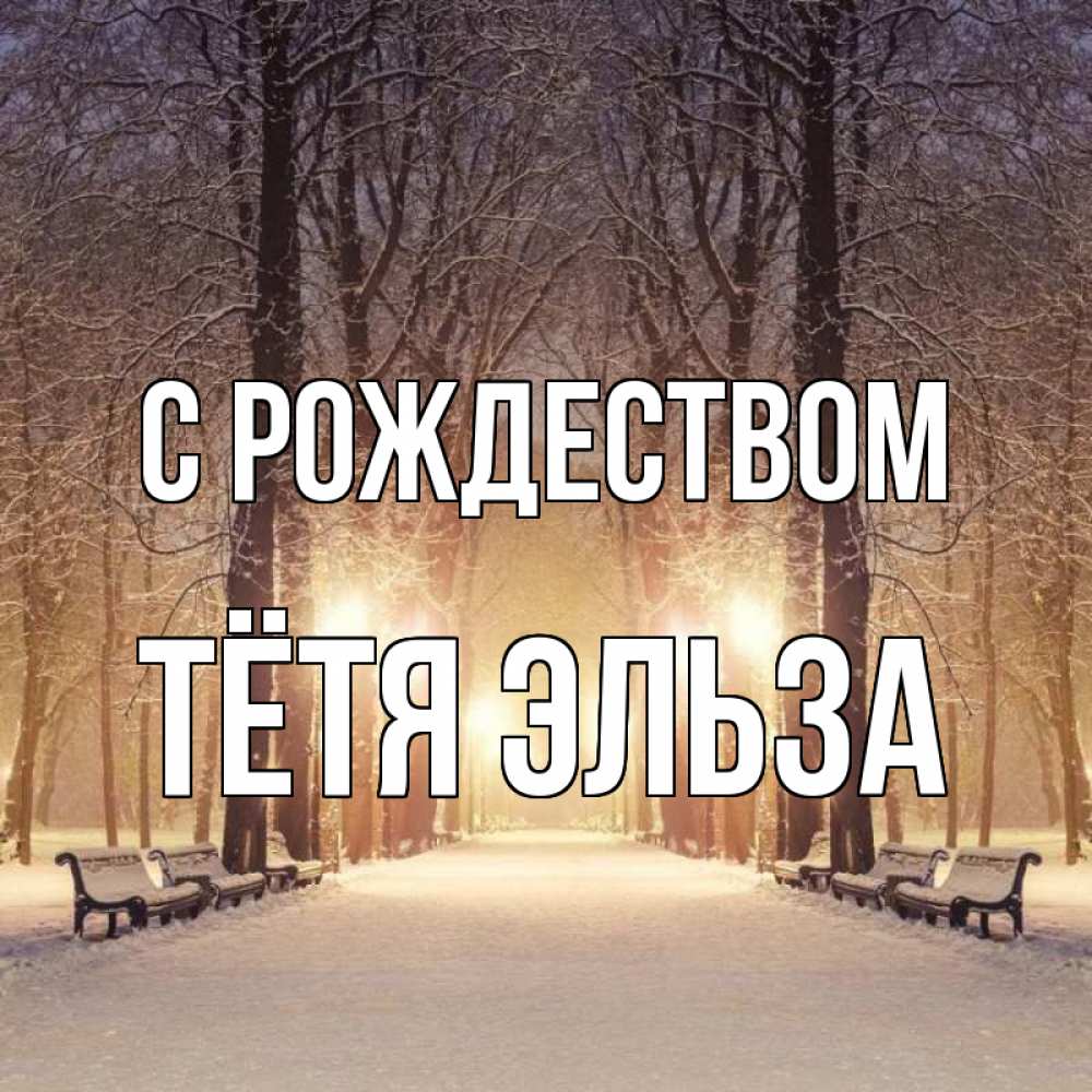 Открытка на каждый день с именем, Тётя-Эльза С рождеством зима, парк, фонарь, лес Прикольная открытка с пожеланием онлайн скачать бесплатно 