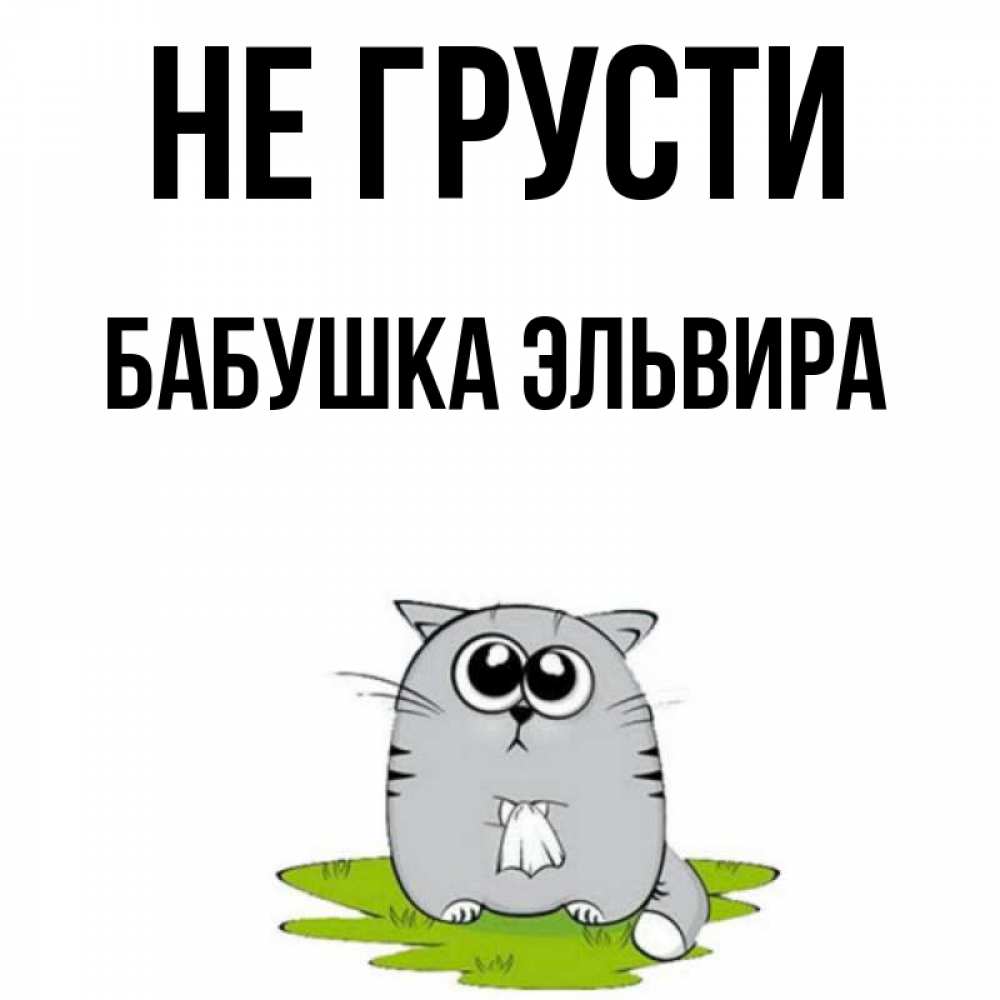 Открытка на каждый день с именем, Бабушка-Эльвира Не грусти грустный котяра Прикольная открытка с пожеланием онлайн скачать бесплатно 