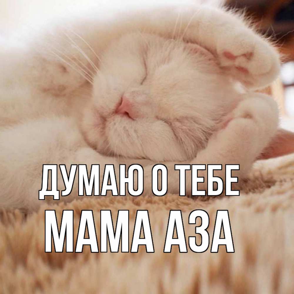 Открытка на каждый день с именем, Мама-Аза Думаю о тебе для любимой девушки милота Прикольная открытка с пожеланием онлайн скачать бесплатно 