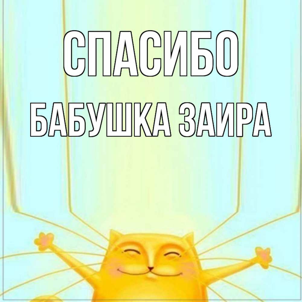 Открытка на каждый день с именем, Бабушка-Заира Спасибо кот с усами благодарит Прикольная открытка с пожеланием онлайн скачать бесплатно 