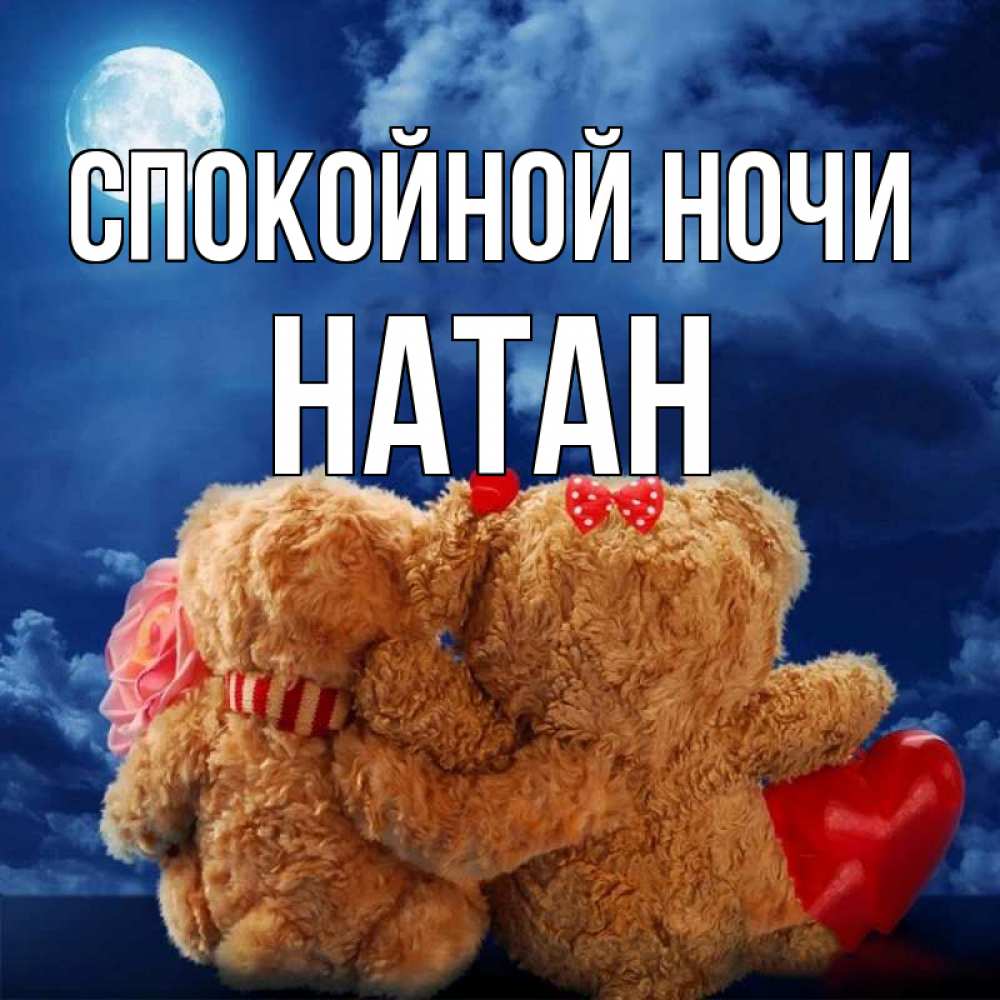 Открытка на каждый день с именем, Натан Спокойной ночи плюшевые Прикольная открытка с пожеланием онлайн скачать бесплатно 