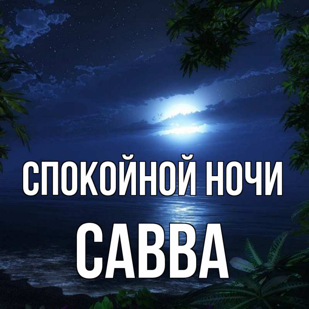 Открытка на каждый день с именем, Савва Спокойной ночи тропический остров Прикольная открытка с пожеланием онлайн скачать бесплатно 