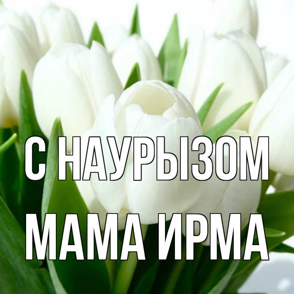 Открытка на каждый день с именем, Мама-Ирма С наурызом цветы Прикольная открытка с пожеланием онлайн скачать бесплатно 