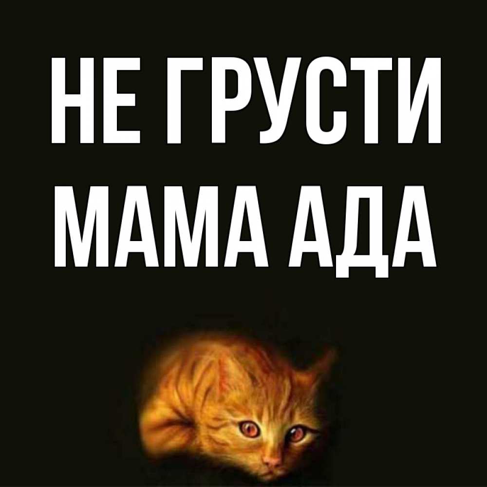 Открытка на каждый день с именем, Мама-Ада Не грусти лежащий кот в темноте Прикольная открытка с пожеланием онлайн скачать бесплатно 