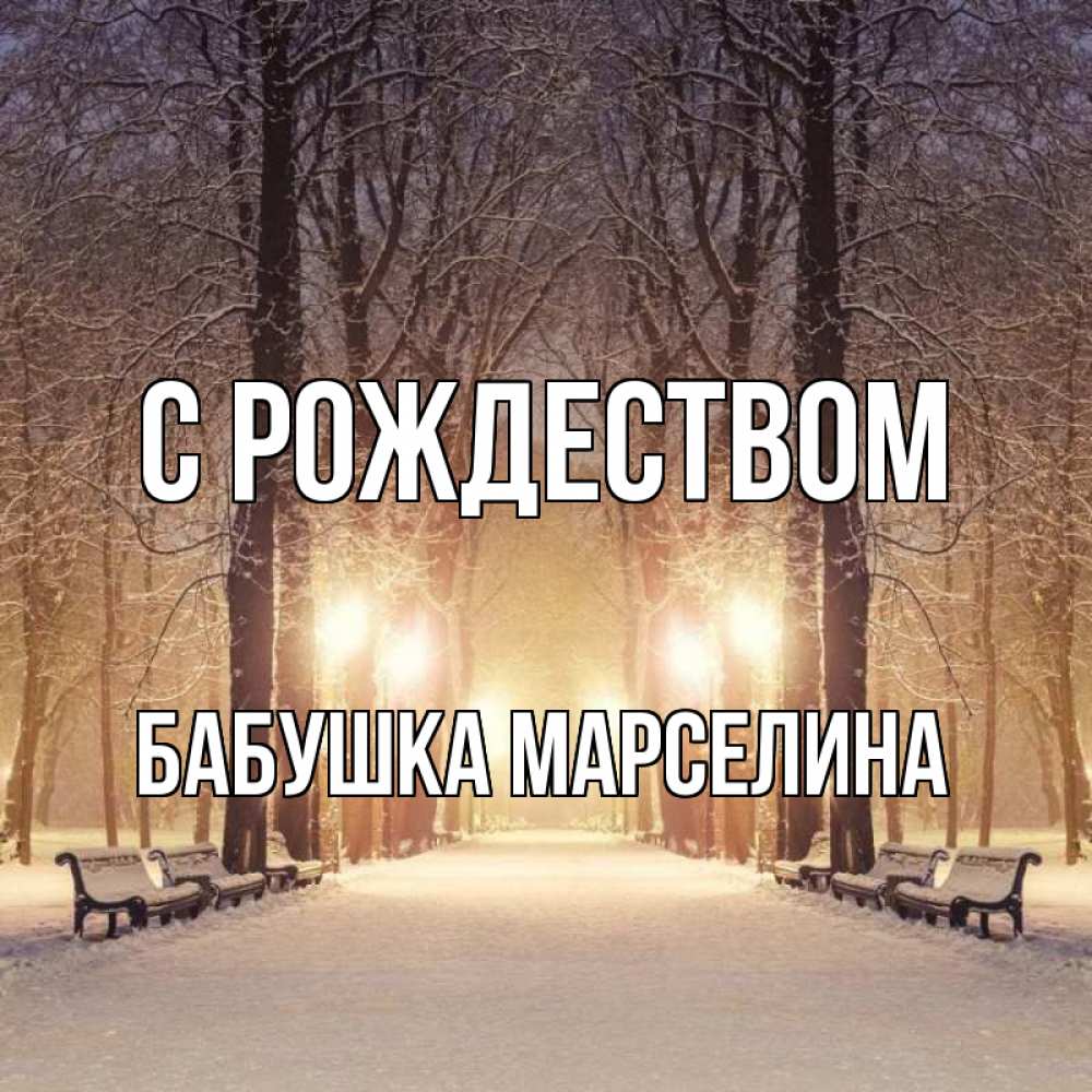 Открытка на каждый день с именем, Бабушка-Марселина С рождеством зима, парк, фонарь, лес Прикольная открытка с пожеланием онлайн скачать бесплатно 