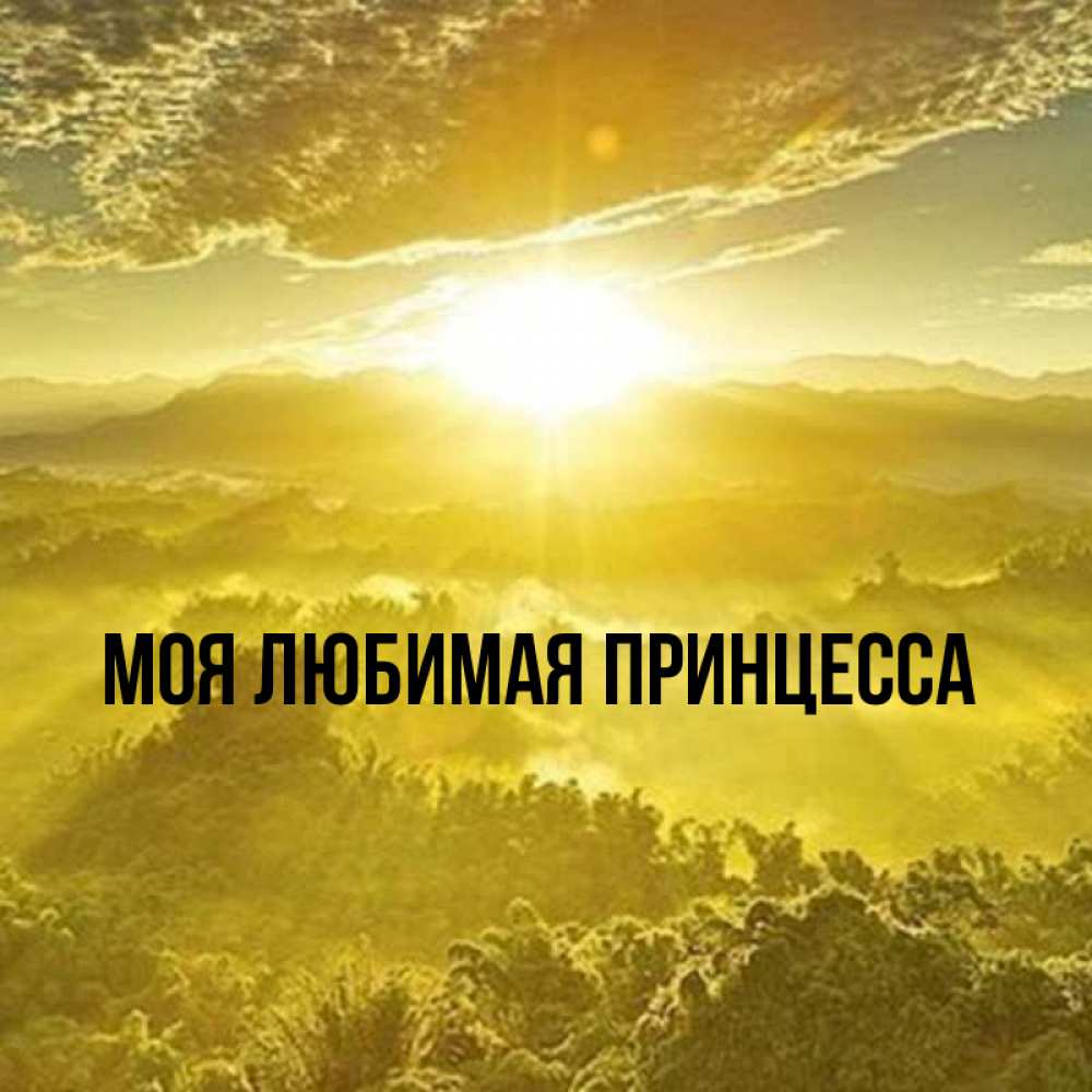 Открытка на каждый день с именем, Моя-Любимая-Принцесса Главная леса и небо в желтом Прикольная открытка с пожеланием онлайн скачать бесплатно 