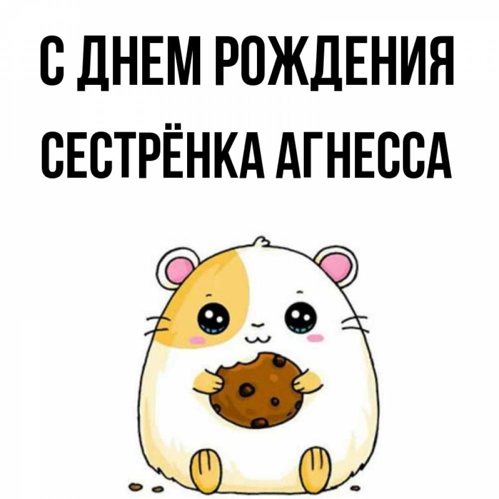 Открытка на каждый день с именем, Сестрёнка-Агнесса С днем рождения с днюхой Прикольная открытка с пожеланием онлайн скачать бесплатно 