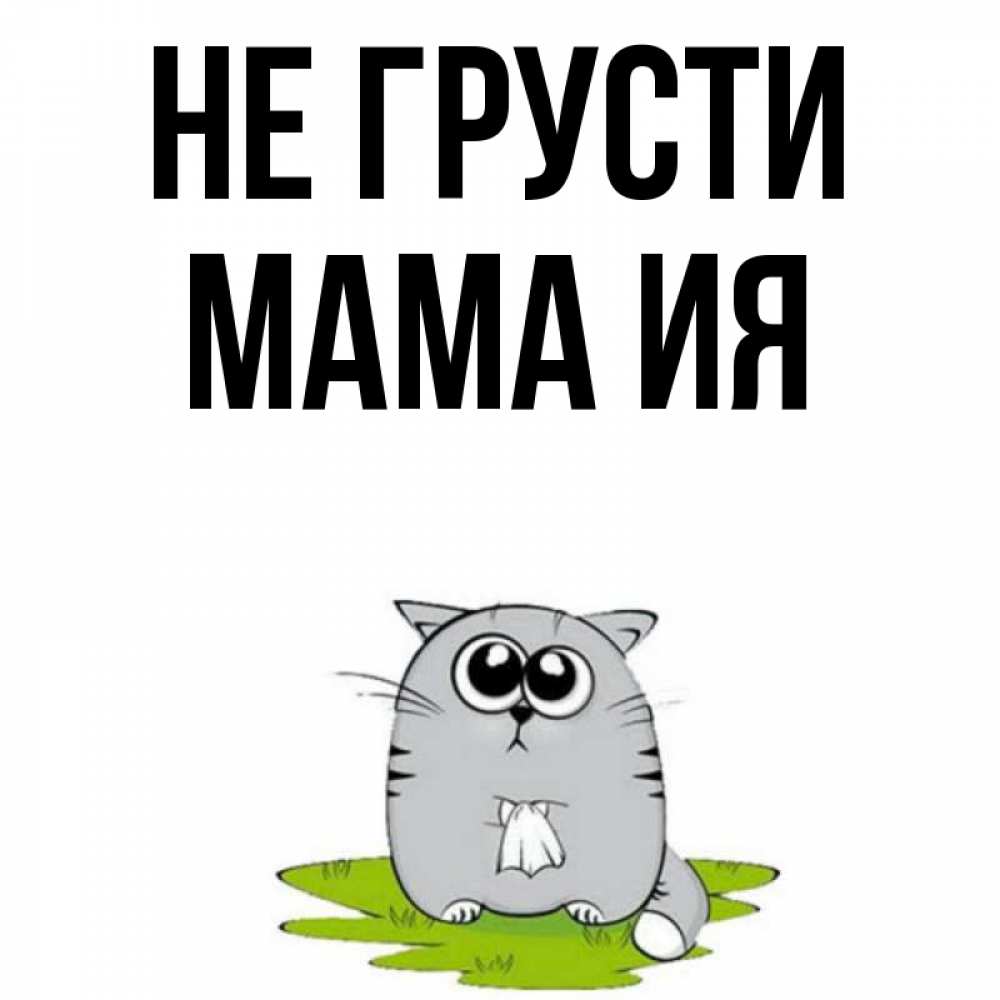 Открытка на каждый день с именем, Мама-Ия Не грусти грустный котяра Прикольная открытка с пожеланием онлайн скачать бесплатно 