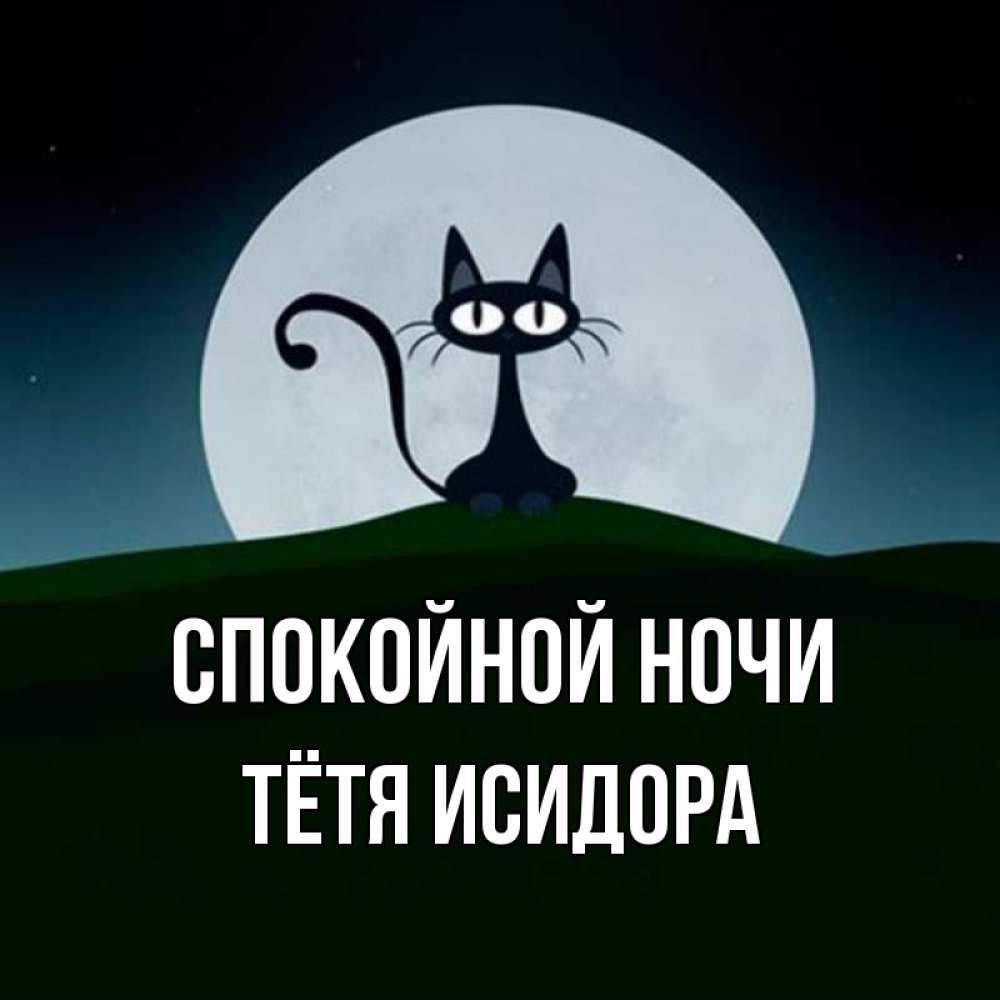 Открытка на каждый день с именем, Тётя-Исидора Спокойной ночи хорошо выспаться ночью и без кошмаров Прикольная открытка с пожеланием онлайн скачать бесплатно 