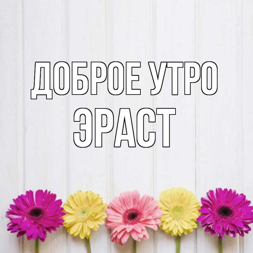 Открытка на каждый день с именем, Эраст Доброе утро красный желтый и розовый цветок Прикольная открытка с пожеланием онлайн скачать бесплатно 