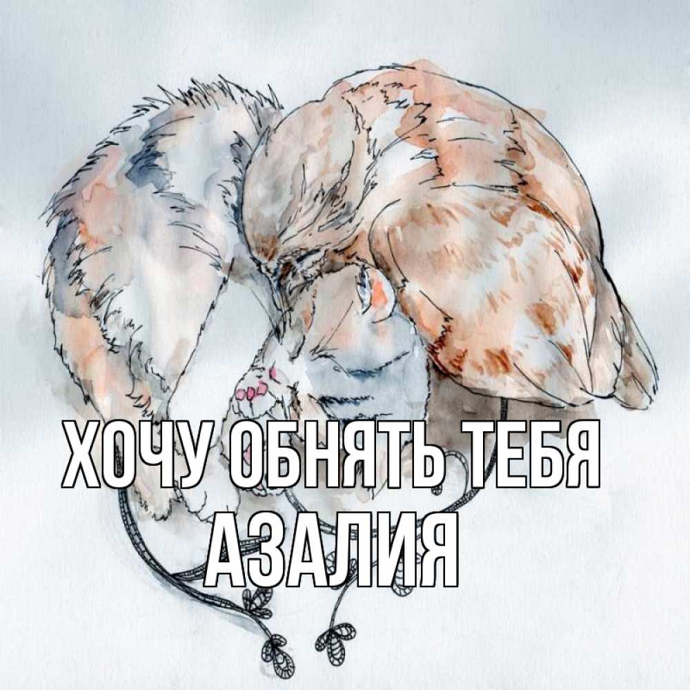 Открытка на каждый день с именем, Азалия Хочу обнять тебя можно быть вместе даже когда очень разные Прикольная открытка с пожеланием онлайн скачать бесплатно 