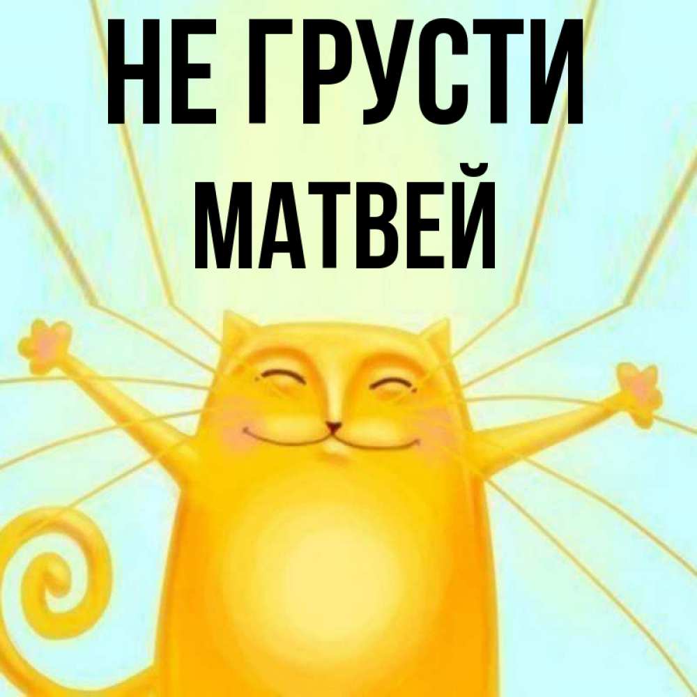 Открытка на каждый день с именем, Матвей Не грусти обнимашки усатые Прикольная открытка с пожеланием онлайн скачать бесплатно 