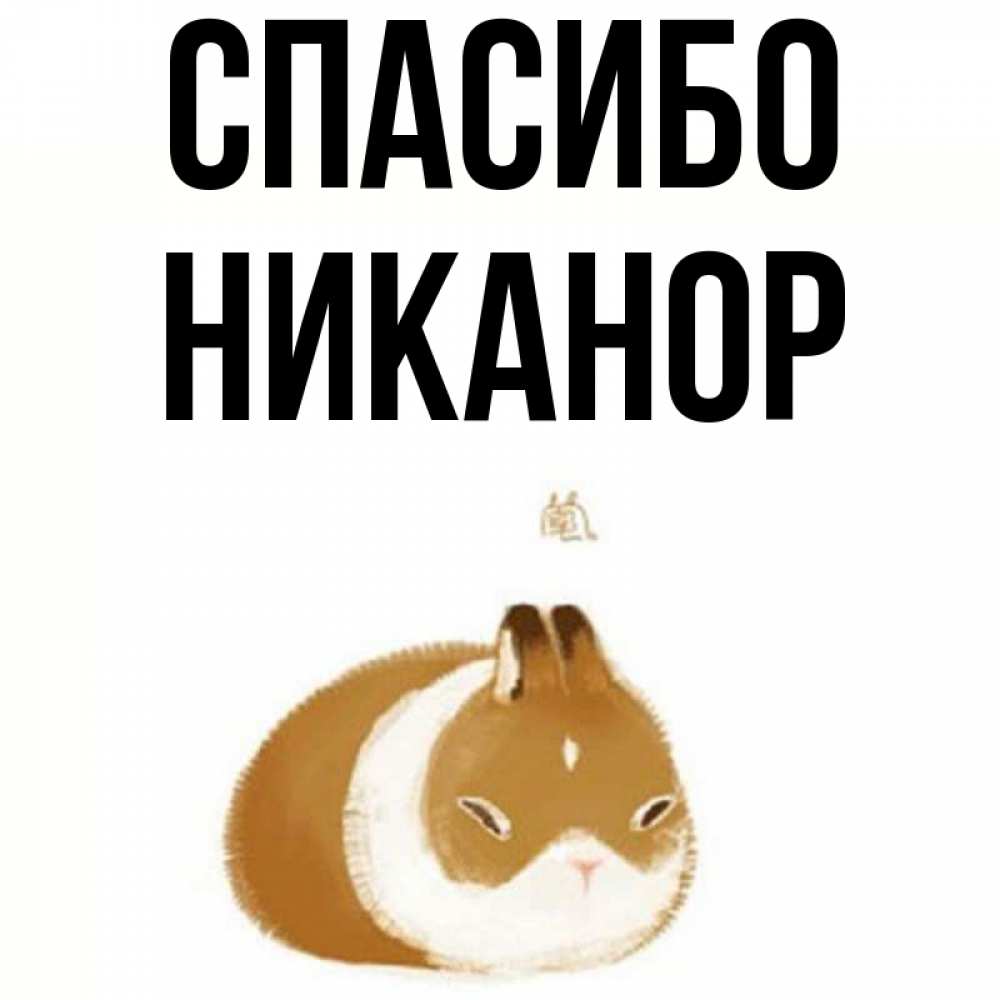 Открытка на каждый день с именем, Никанор Спасибо коричнево белый домашний питомец Прикольная открытка с пожеланием онлайн скачать бесплатно 