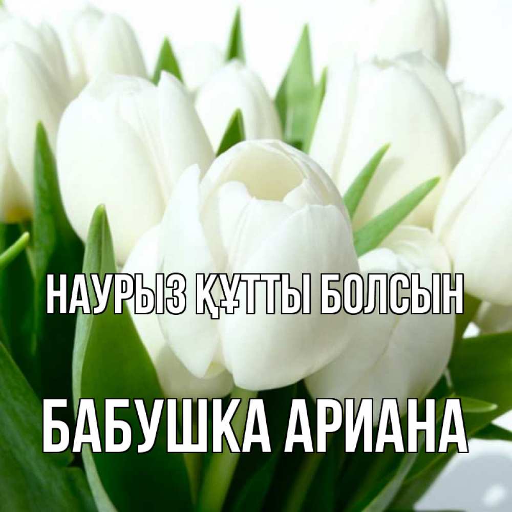 Открытка на каждый день с именем, Бабушка-Ариана Наурыз құтты болсын цветы Прикольная открытка с пожеланием онлайн скачать бесплатно 