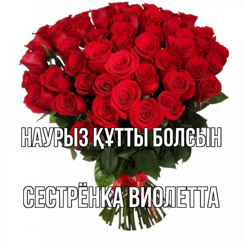 Открытка на каждый день с именем, Сестрёнка-Виолетта Наурыз құтты болсын цветы на праздник весны наурыз Прикольная открытка с пожеланием онлайн скачать бесплатно 