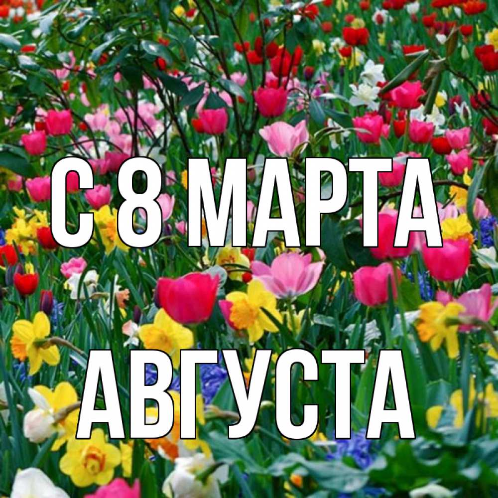 Открытка на каждый день с именем, Августа С 8 МАРТА с международным женским днем поздравления для женщины Прикольная открытка с пожеланием онлайн скачать бесплатно 