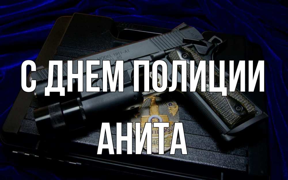 Открытка на каждый день с именем, Анита С днем полиции пистолет Прикольная открытка с пожеланием онлайн скачать бесплатно 