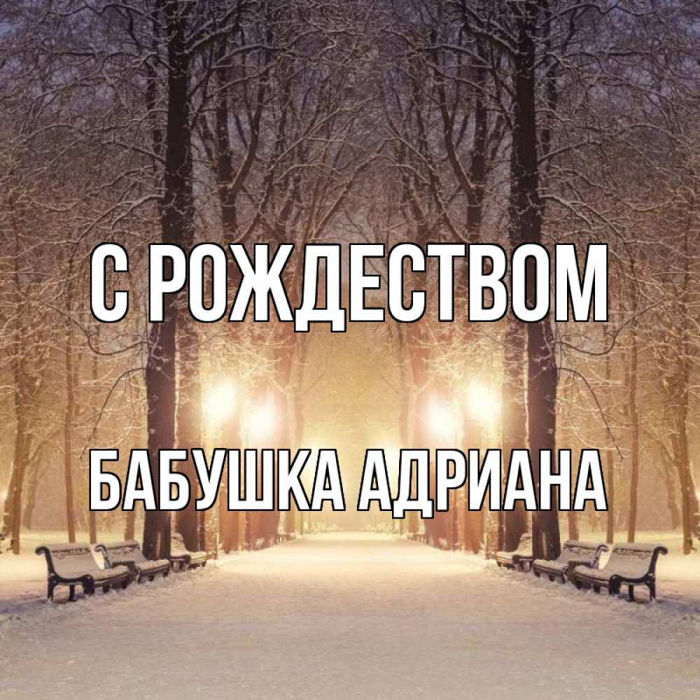 Открытка на каждый день с именем, Бабушка-Адриана С рождеством зима, парк, фонарь, лес Прикольная открытка с пожеланием онлайн скачать бесплатно 