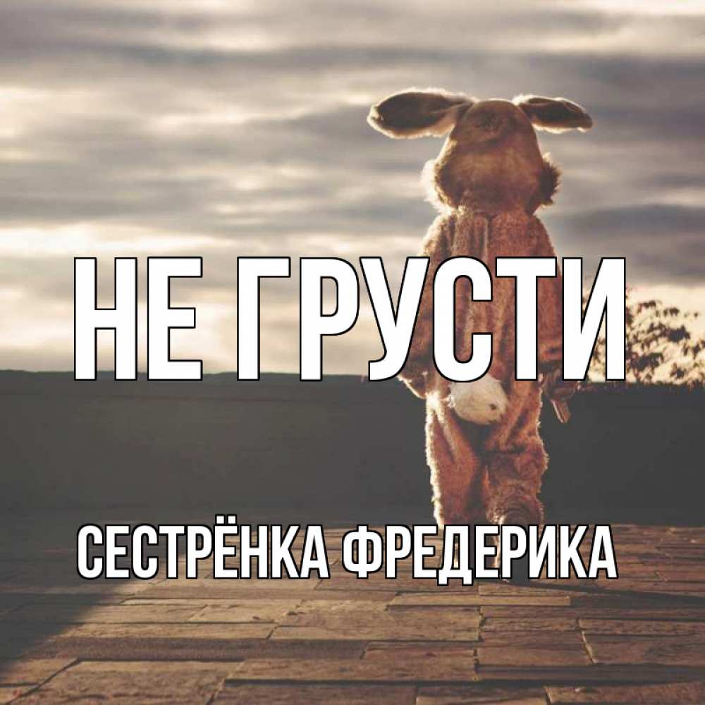 Открытка на каждый день с именем, Сестрёнка-Фредерика Не грусти со спины Прикольная открытка с пожеланием онлайн скачать бесплатно 