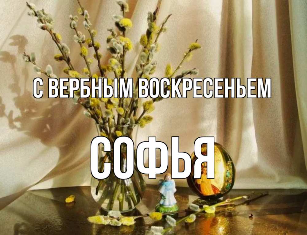 Открытка на каждый день с именем, Софья С вербным воскресеньем верба 1 Прикольная открытка с пожеланием онлайн скачать бесплатно 